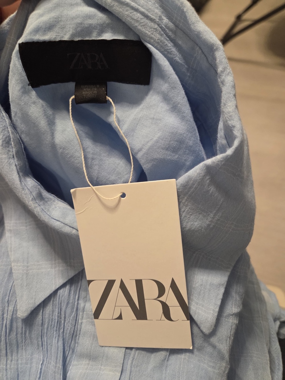 Zara Light Blue Ruffle Flutter Sleeve Top - Picture 4 of 6